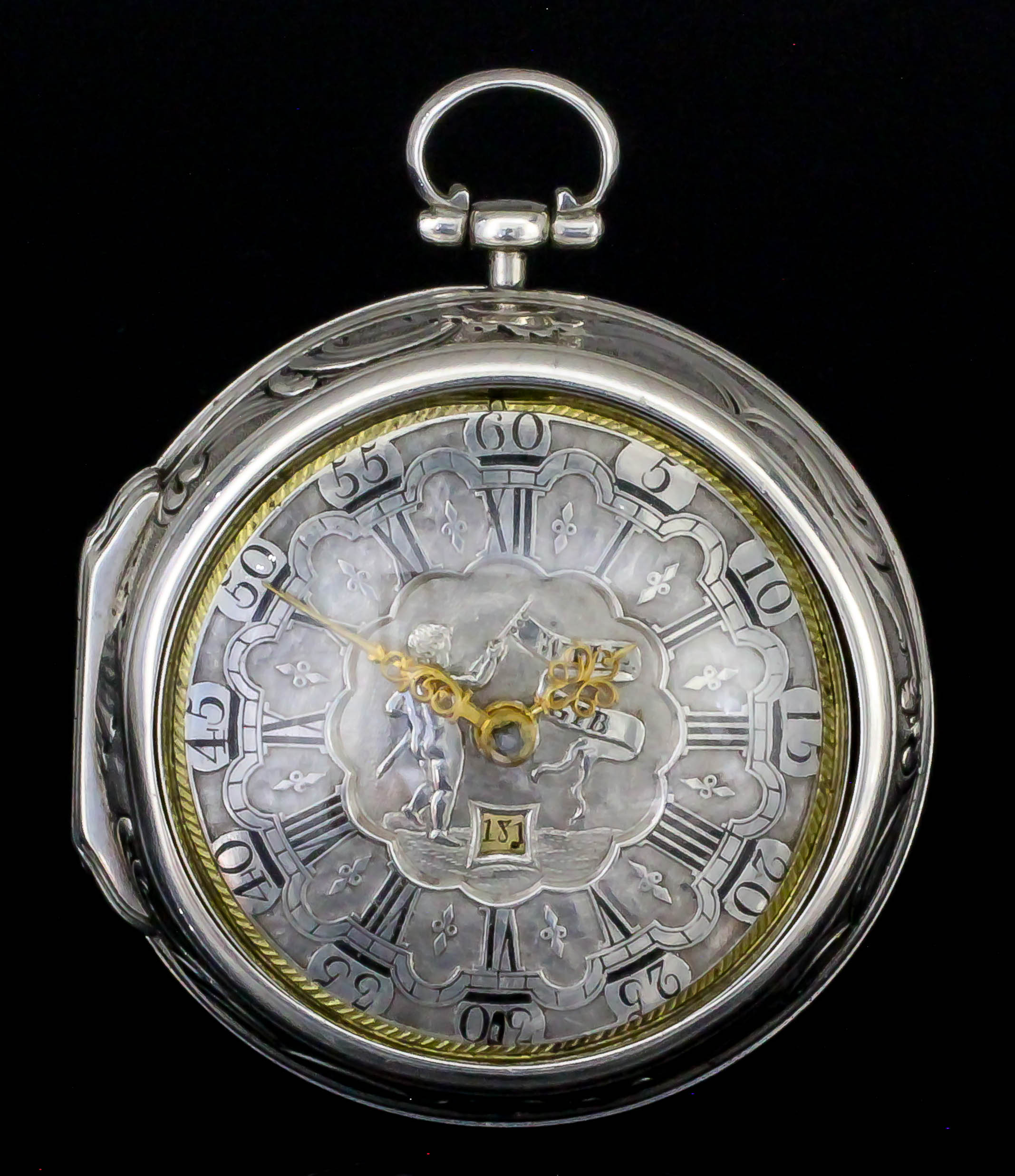 An unusual mid 18th Century silver pair cased verge pocket watch by William Gib of Rotterdam, No. - Image 4 of 5