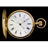 A late Victorian gentleman's 18ct gold full hunting cased keyless lever pocket watch by W.