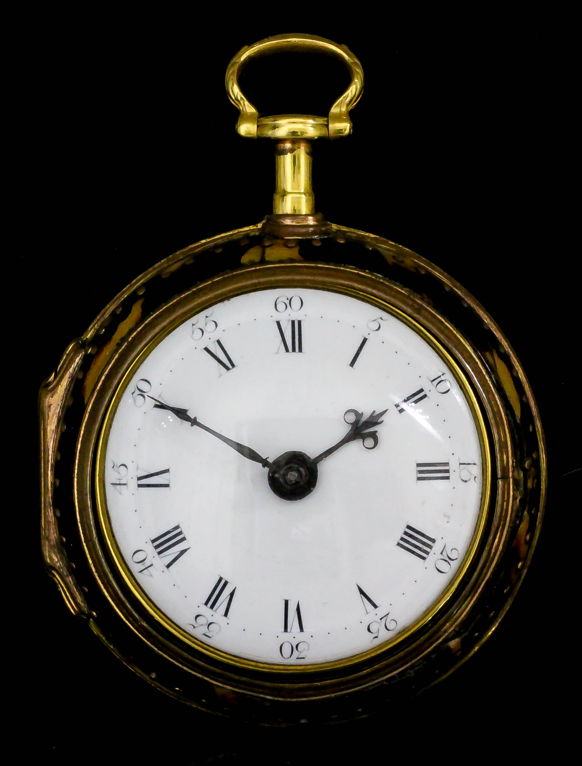 A George III gilt metal and tortoise shell pair cased verge pocket watch by Samuel Toulmin,