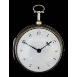 A George III silver pair cased verge pocket watch by William Flint of Ashford (unnumbered), the