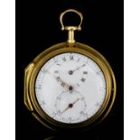 A George III mounted gold coloured metal pair cased verge pocket watch by Alexander Hare of