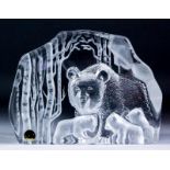 A Royal Krona limited edition glass model - "Bear family", modelled by Mats Jonasson, 7.5ins x 10.