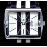 A gentleman's quartz "John Cooper Mini" wristwatch, the two-tone dial with silver baton numerals and