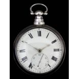 A George IV silver pair cased pocket watch by Thomas Adamson of Liverpool, No.242, the white