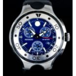 A gentleman's quartz "Series 800" wristwatch by Movado, the blue dial with luminous baton