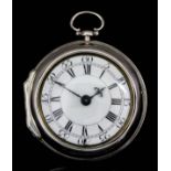 A George II silver pair cased verge pocket watch by James Scholefield of London, No. 293, the