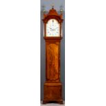 A George III mahogany longcase clock by James Warren of Canterbury, the 12ins arched painted dial