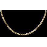 A modern 14k gold 700mm rope pattern necklace (weight 33 grammes)