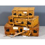 A set of three "Giovanni" tan leather suitcases of graduating sizes, 29.5ins x 17.5ins x 8.5ins,