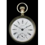 An early 20th Century American nickel cased keyless lever pocket watch by the American Waltham Watch