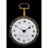 A late 18th Century gilt metal and enamel verge pocket watch by Philippe Terrot of Geneva, the white