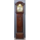 An 18th Century oak longcase clock by Morrison of Gosport, the 12ins arched brass silvered chapter