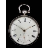 A George IV silver cased pocket watch by Yates & Hess, Lord Street, Liverpool, No. 5780, the white