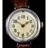A George V gentleman's silver cased Rolex wristwatch, the cream dial with luminous Arabic