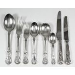 An Elizabeth II silver Kings pattern table service for six place settings, comprising - six table