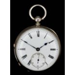 A Victorian silver cased pocket watch by Adam Burdess of Coventry, No. 9470, the white enamel dial