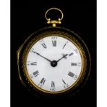 A George III gilt metal and green tortoise shell pair cased verge pocket watch by H. Smith of