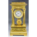 A mid 19th Century French ormolu mantel clock by H.P., No. 1096, the 3.75ins diameter silvered and