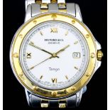 A lady's quartz "Tango" wristwatch by Raymond Weil, the white dial with Roman numerals and date