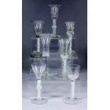 An air twist wine glass with trumpet bowl and knop to stem on plain foot, 6ins high, a double air
