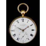 A George IV 18ct gold cased pocket watch by Robert Roskell of Liverpool, No. 34169, the white enamel