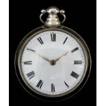 A late George III silver pair cased pocket watch by James Houghton of Ormskirk, No. 307, the white