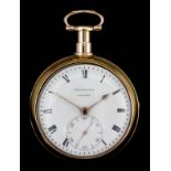 A George III 18ct gold pair cased pocket watch by Brockbanks of London, No. 4647, the white enamel