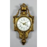 An 18th Century French gilt brass Cartel clock, the 3.25ins diameter domed white enamel dial with