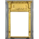 A 19th Century gilt framed pier glass with moulded and ball pattern cornice, the frieze moulded with