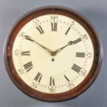 A 19th Century walnut and oak cased dial wall clock, the 15ins diameter painted wood dial with Roman