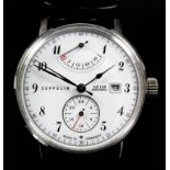 A gentleman's automatic "LZ129" wristwatch by Zeppelin, the white dial with Arabic numerals,