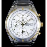 A gentleman's quartz stainless steel cased chronograph wristwatch by Pulsar, the silver dial with
