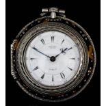 A Victorian silver and tortoise shell triple cased pocket watch (made for the Turkish market) by