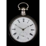 A George IV silver pair cased pocket watch by Christopher Jones of Liverpool, No. 1841, the white