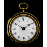 A George III gilt metal and tortoise shell pair cased verge pocket watch by John Price of London,