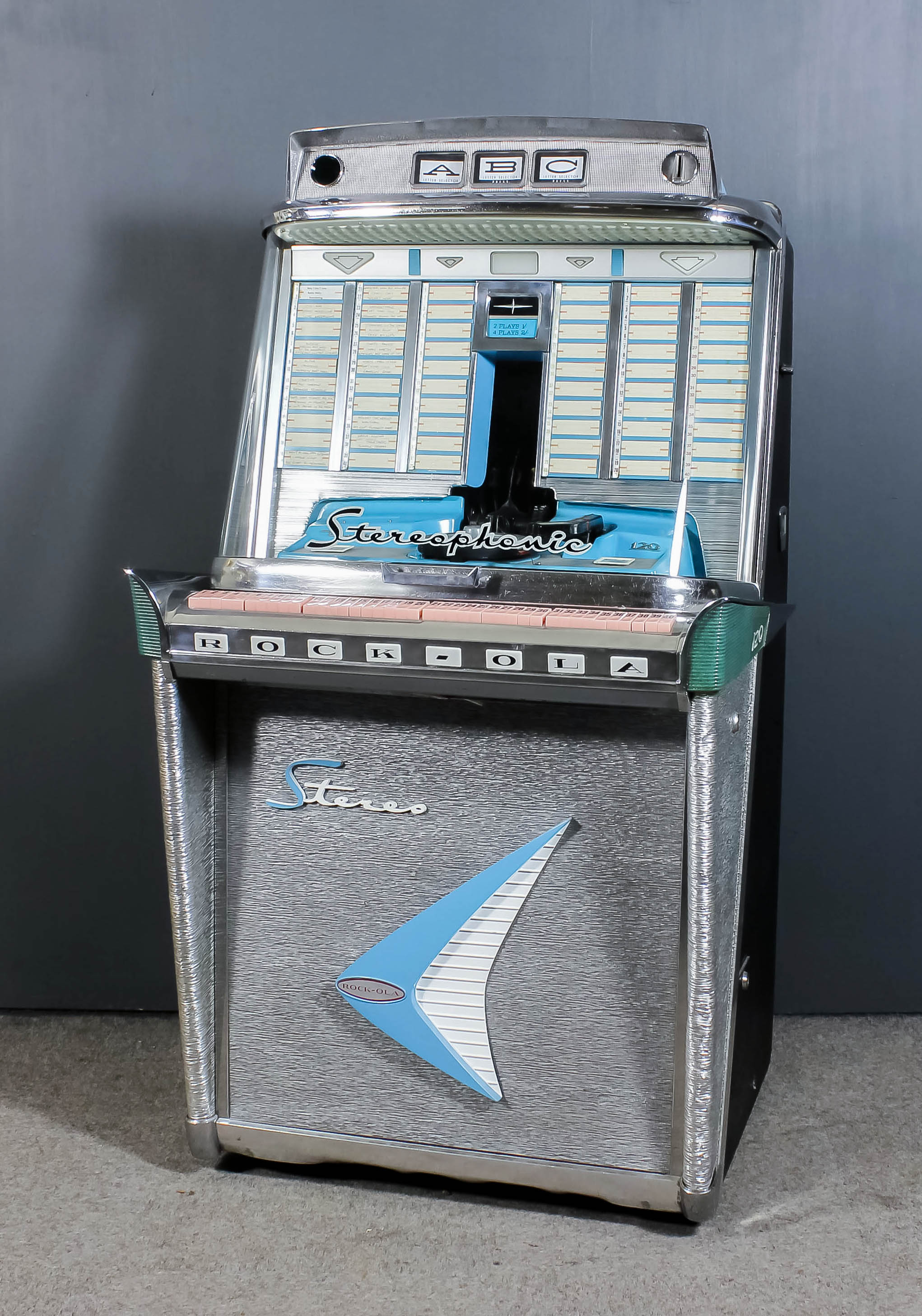 An early 1960's Rock-Ola electrically powered "Tempo 2" model 1478 "Coin-in-the-Slot" jukebox (to