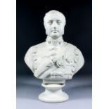 A mid 19th Century Parian ware bust of the Prince of Wales, later Edward VII, on turned socle