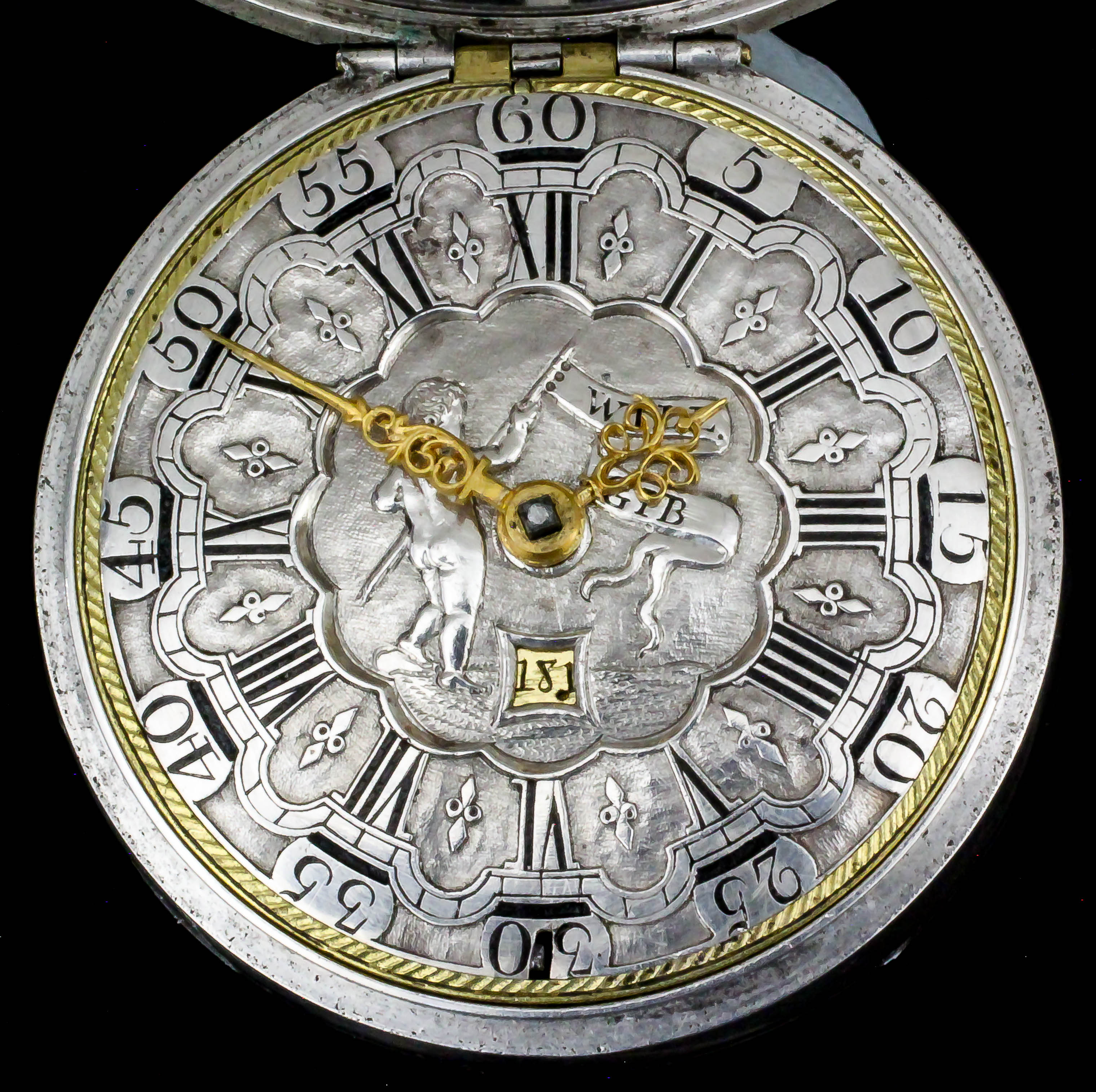 An unusual mid 18th Century silver pair cased verge pocket watch by William Gib of Rotterdam, No.