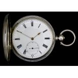 A Victorian silvery metal full hunting cased pocket watch made for John Bennett, 64 & 65