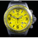 A gentleman's quartz "Baltica" sports wristwatch by Oceanaut, the yellow dial with baton numerals,