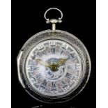 A late 18th Century Continental silver pair cased verge pocket watch (made for the English