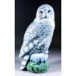 A large Royal Copenhagen porcelain model of a Snowy Owl, designed by Peter Herold, model No. 1829,