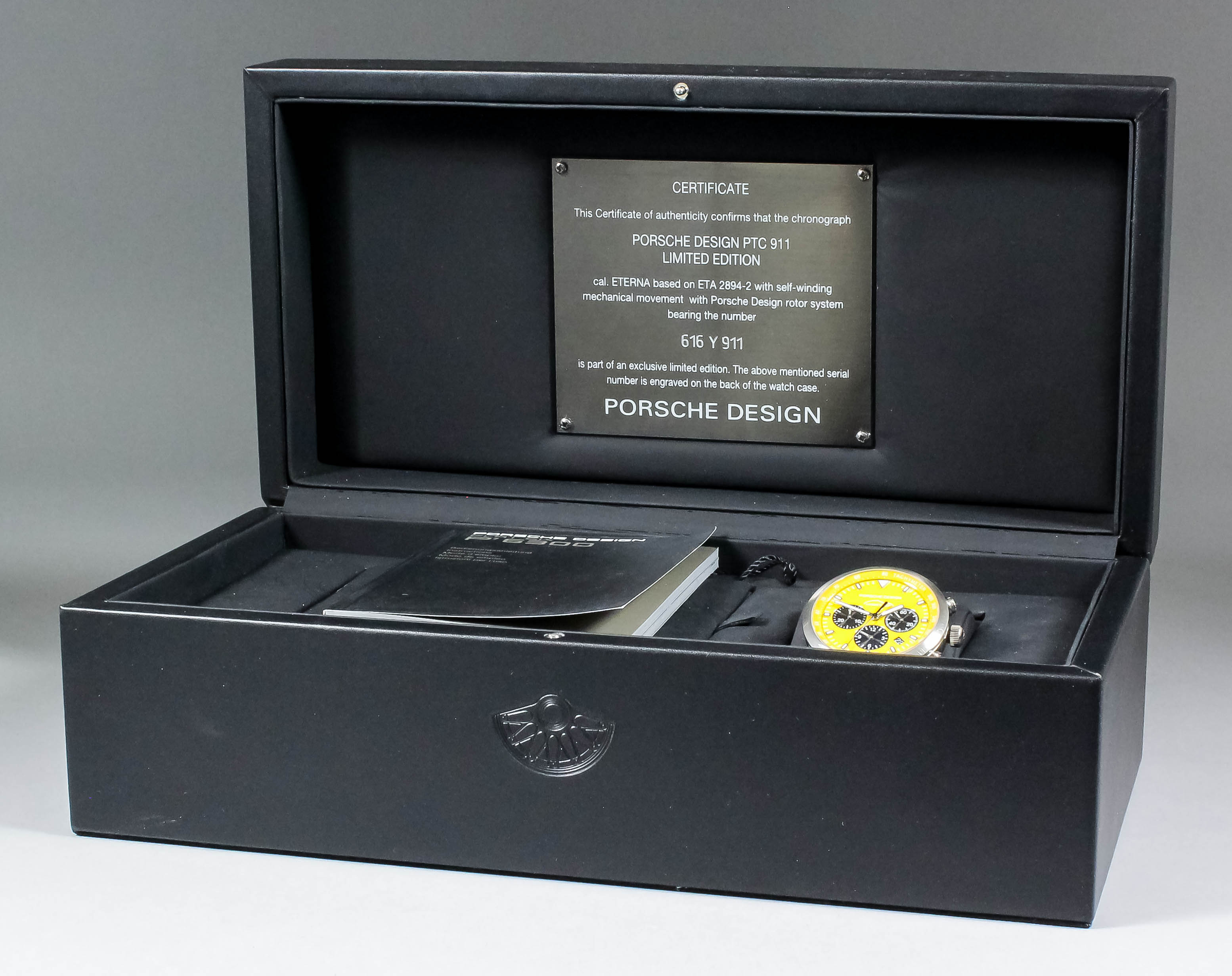 A gentleman's automatic "PTC 911" limited edition wristwatch by Porsche Design, the yellow dial with - Image 2 of 2