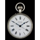 A late 19th Century Swiss keyless lever pocket watch by Ulysse Nardin, No. 124121, the white