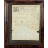 Four 18th Century manuscripts, including a Hughes & Nicholson of London tobacconist's receipt