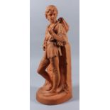 Charles Bell Birch (1832-1893) - Terracotta figure of Dick Whittington, 21ins high, signed "C.B.