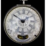 An early 18th Century silver pair cased verge pocket watch by Lucas De Caux of Norwich, the silver