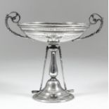 A George V silver circular two-handled "Ton Pentre Golf Club" trophy with moulded band to rim and