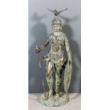 An 'antiqued' patinated bronze standing figure of Bellona - the Roman goddess of war ,wearing ornate