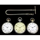 A British World War II plated metal cased Military issue pocket watch by Helvia, the white dial with